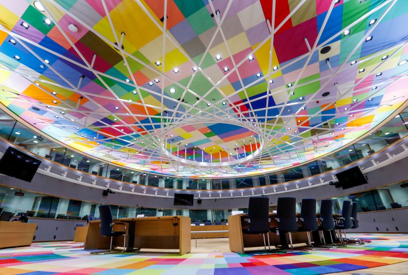 &copy; Reuters. FILE PHOTO: A view shows a meeting room in Europa, the new European Council building in Brussels