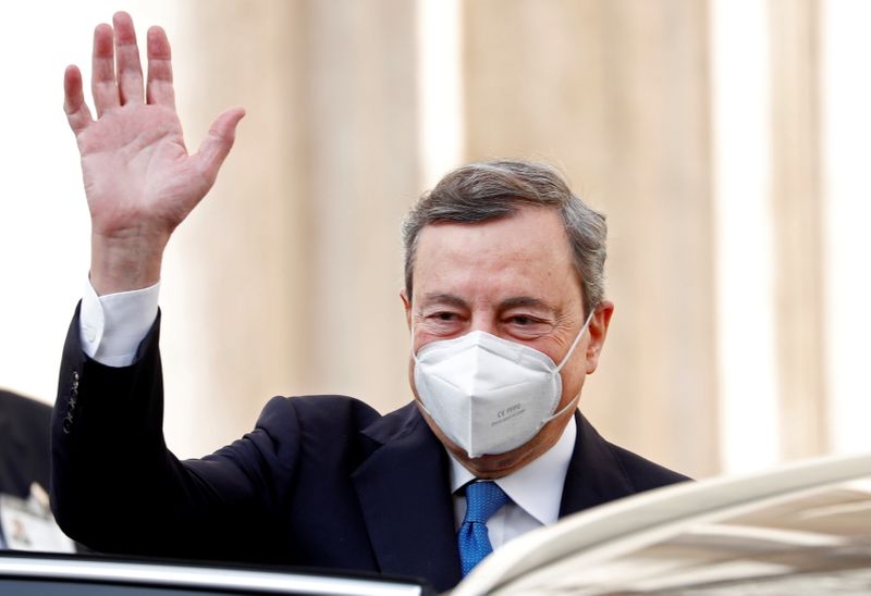 &copy; Reuters. L&apos;ex presidente Bce Mario Draghi a Roma