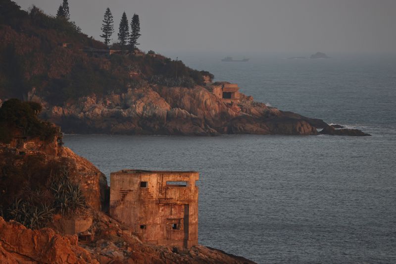 © Reuters. Bunker is seen on the coast of Nangan island