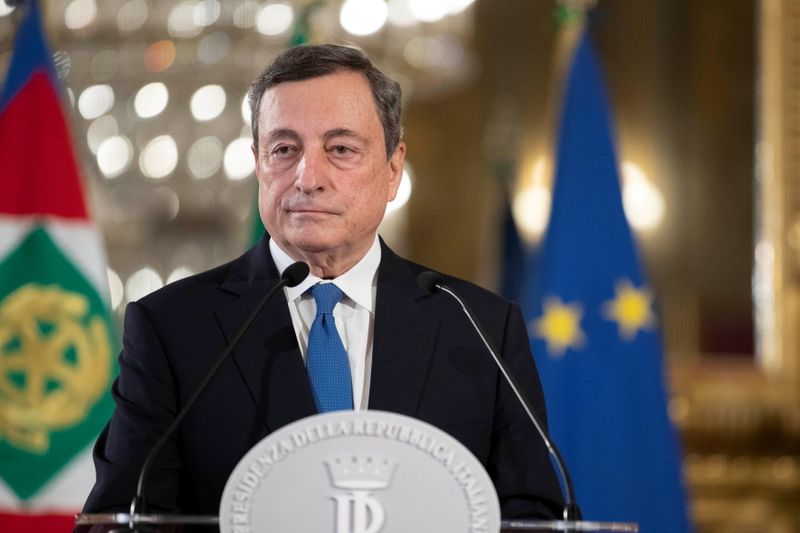 &copy; Reuters. Il premier incaricato ed ex presidente della Banca centrale europea Mario Draghi