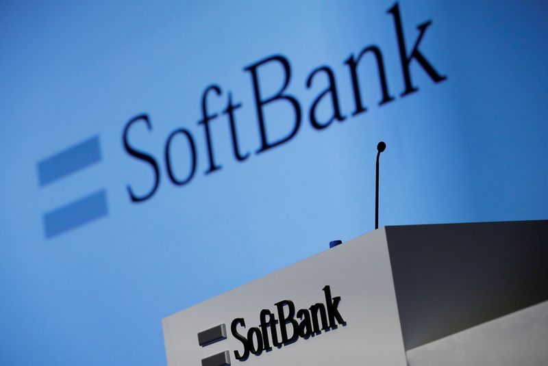 &copy; Reuters. SoftBank Corp&apos;s logo is pictured at a news conference in Tokyo