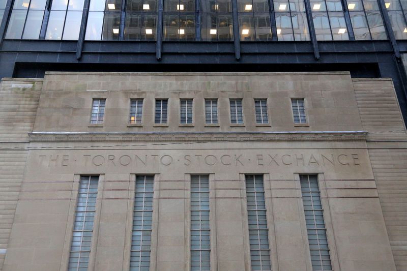 &copy; Reuters. FILE PHOTO: The facade of the original Toronto Stock Exchange building is seen in Toronto