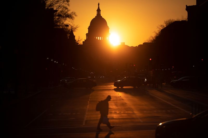 &copy; Reuters. Sunrise over the U.S. Capitol ahead of former President Trump’s impeachment trial in Washington