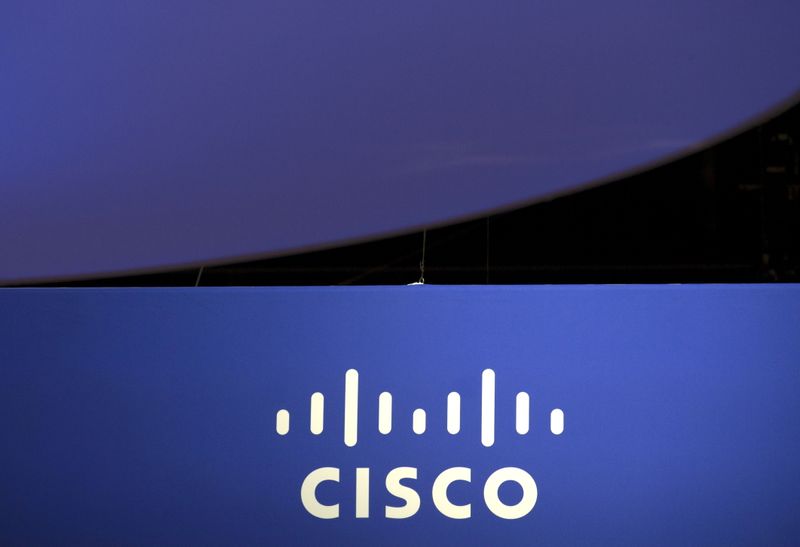 &copy; Reuters. FILE PHOTO: The Cisco Systems logo is seen as part of a display at the Microsoft Ignite technology conference in Chicago