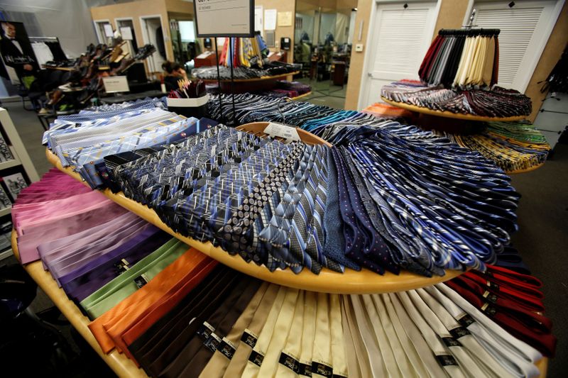 &copy; Reuters. FILE PHOTO: Ties are pictured at a Men&apos;s Wearhouse store in Pasadena, California