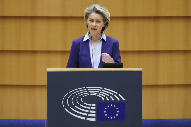&copy; Reuters. La presidente della Commissione europea Ursula von der Leyen al Parlamento europeo
