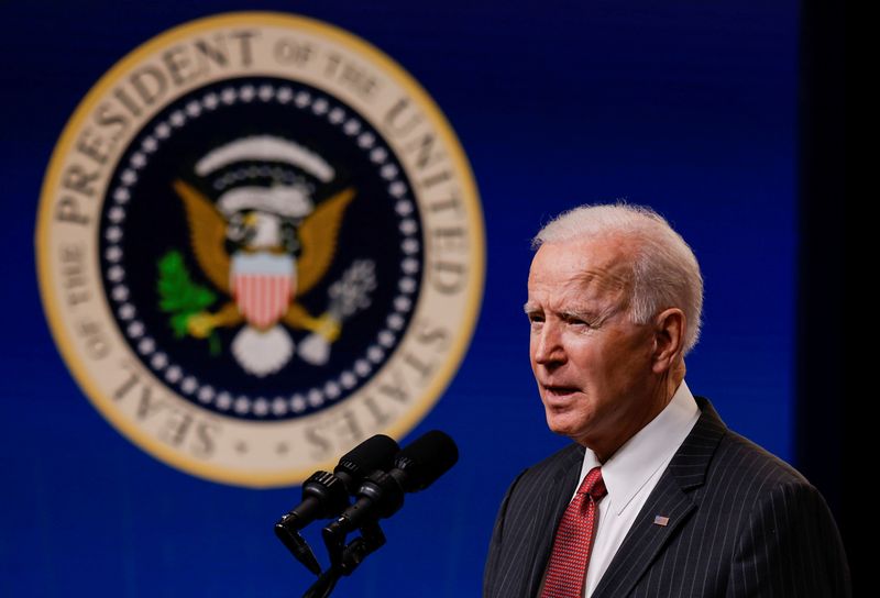 &copy; Reuters. U.S. President Joe Biden delivers remarks on the political situation in Myanmar at the White House in Washington
