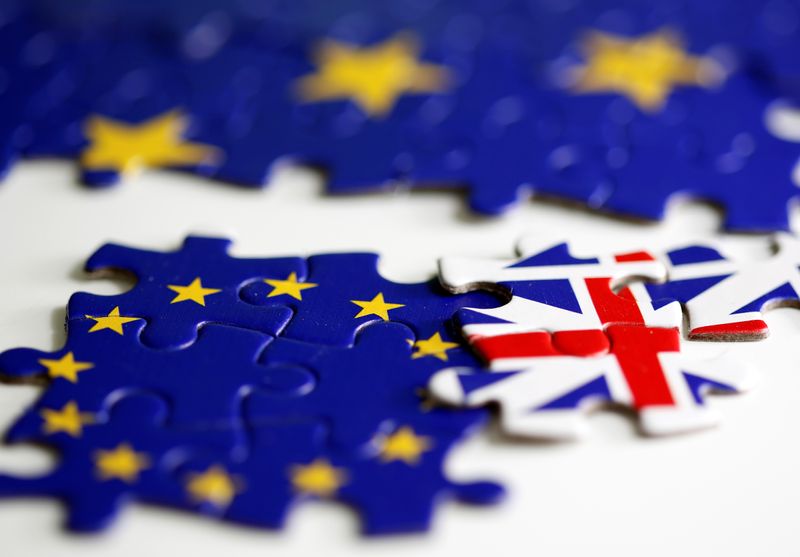 © Reuters. Puzzle with printed EU and UK flags