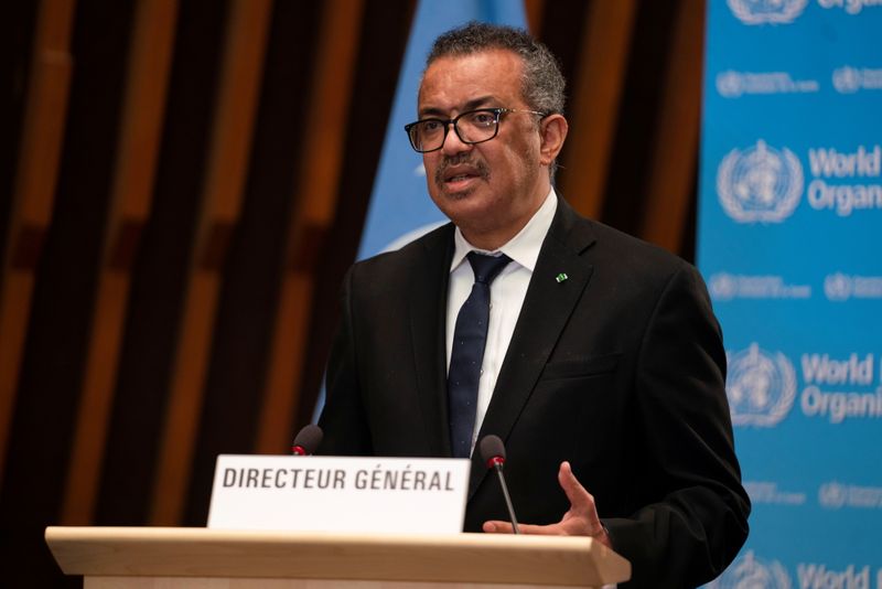 &copy; Reuters. WHO Director-General Tedros Adhanom Ghebreyesus speaks during the opening of the 148th session of the Executive Board in Geneva