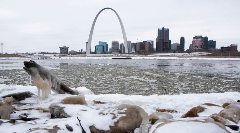 &copy; Reuters. FILE PHOTO: The Gateway Arch is seen across from snow covered banks of the Mississippi River during cold weather in St Louis