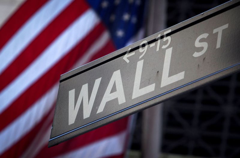 &copy; Reuters. FILE PHOTO: A Wall Street sign outside the New York Stock Exchange