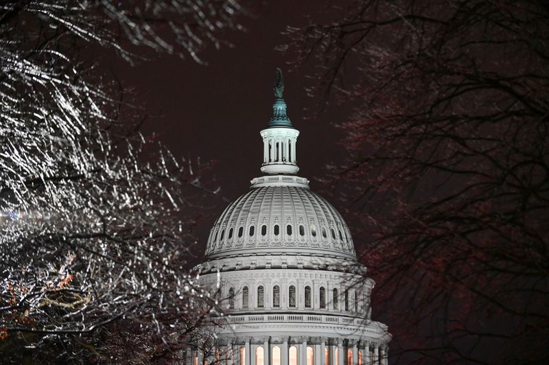 &copy; Reuters. The U.S. Capitol is seen through ice-covered tree branches after the Senate voted to acquit former U.S. President Donald Trump during his impeachment trial, in Washington