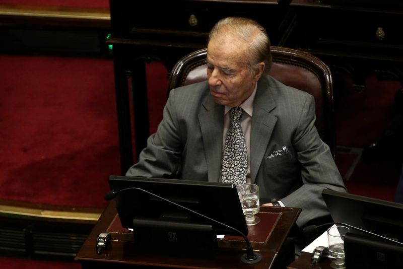 &copy; Reuters. Former Argentine President and senator Carlos Saul Menem attends a session at the Senate in Buenos Aires