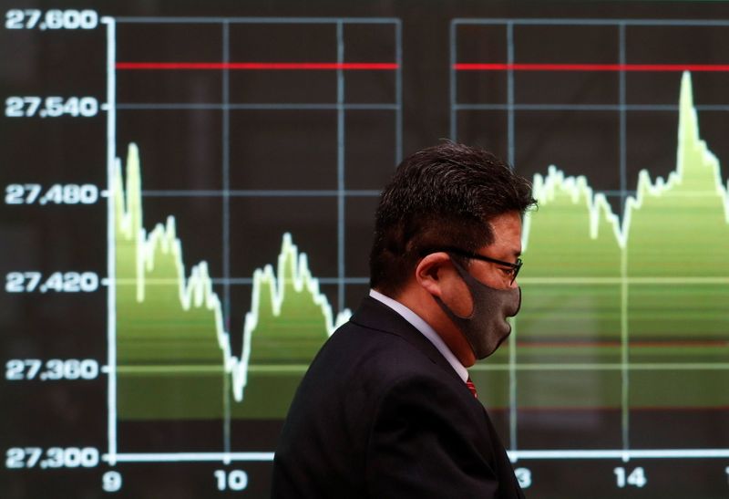 &copy; Reuters. FILE PHOTO: Screen displays recent Nikkei share average movements outside a brokerage in Tokyo