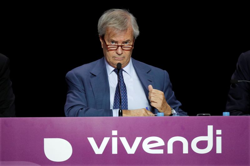 &copy; Reuters. FILE PHOTO: Vincent Bollore, Chairman of the Supervisory Board of media group Vivendi, attends the company&apos;s shareholders meeting in Paris