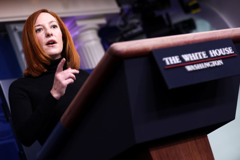 &copy; Reuters. White House Press Secretary Psaki holds the daily press briefing at the White House in Washington