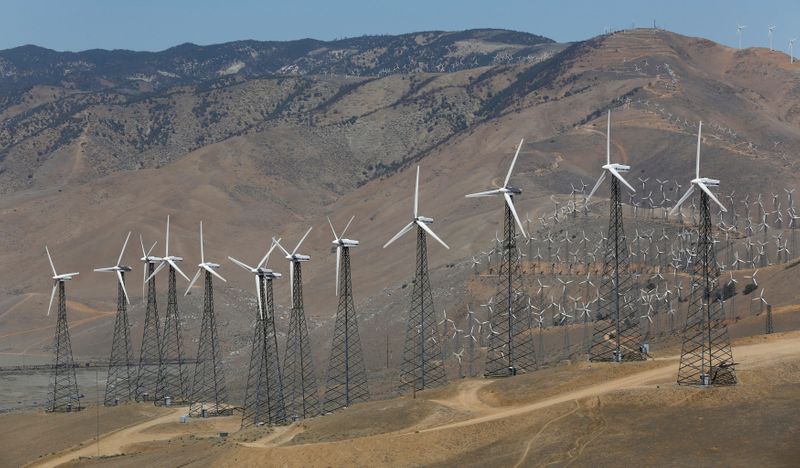 &copy; Reuters. FILE PHOTO: A wind farm, part of the Tehachapi Pass Wind Farm, is pictured in Tehachapi