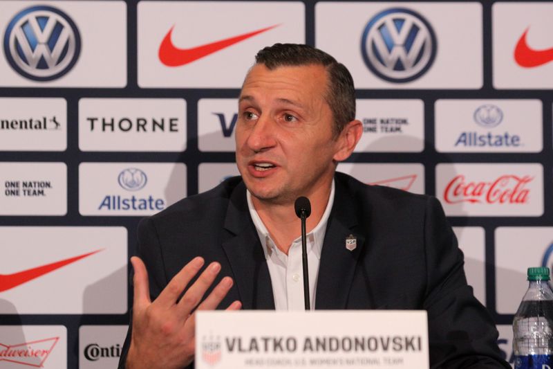 &copy; Reuters. Vlatko Andonovski speaks during a news conference to announce his appointment as the new head coach of U.S. women&apos;s national soccer team in New York