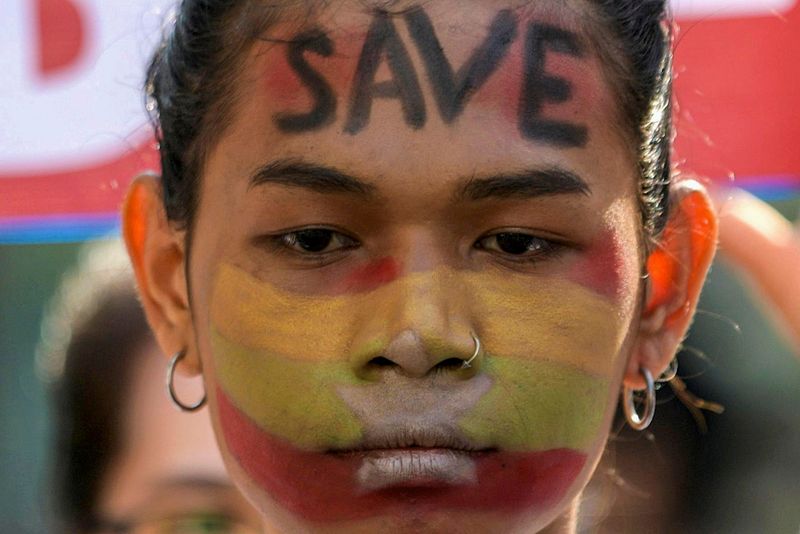 &copy; Reuters. Protest against the military coup in Yangon