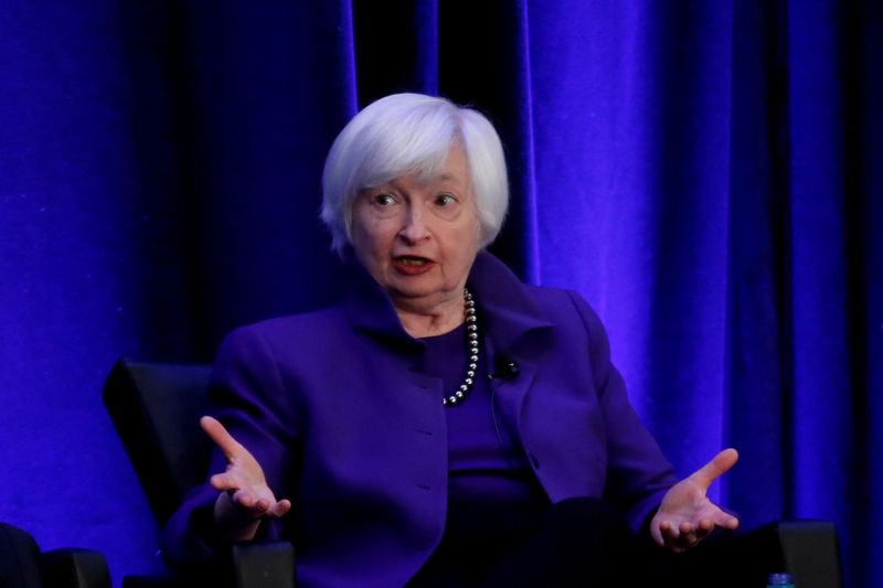 &copy; Reuters. FILE PHOTO: Former Federal Reserve Chairman Janet Yellen speaks during a panel discussion in Atlanta