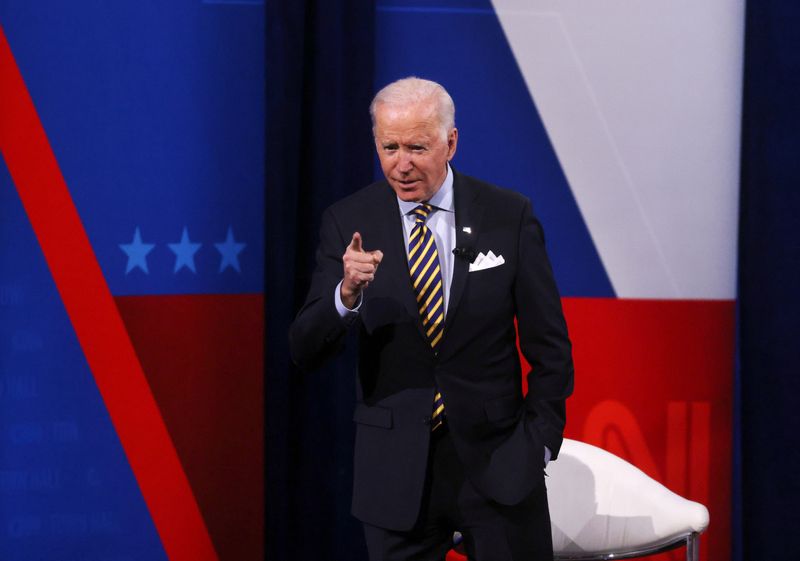 &copy; Reuters. FILE PHOTO: U.S. President Joe Biden participates in a CNN town hall in Milwaukee