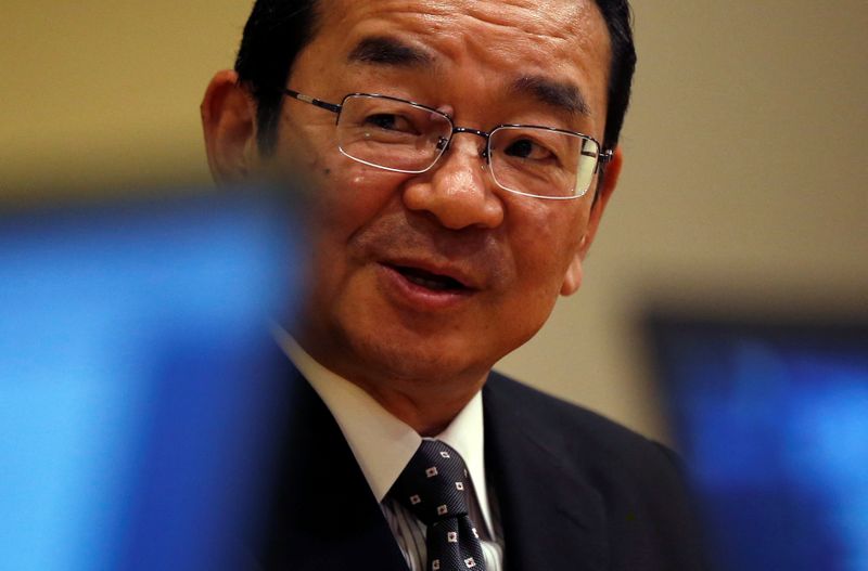 &copy; Reuters. FILE PHOTO: Honda Motor Co. President and CEO Takahiro Hachigo speaks during a round-table meeting at the company headquarters in Tokyo, Japan