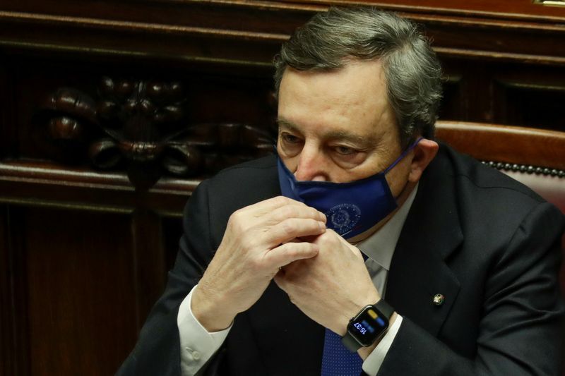 © Reuters. FILE PHOTO: Italy's PM Mario Draghi attends a lower Chamber session in the Parliament