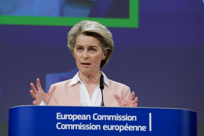 &copy; Reuters. EU Commission head von der Leyen holds news conference on plans to tackle COVID-19 variants