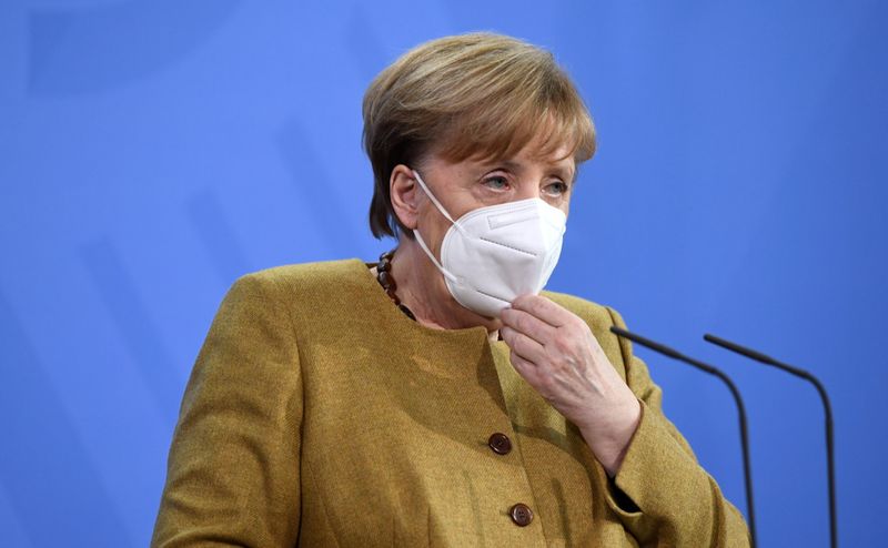 &copy; Reuters. Chanceler da Alemanha, Angela Merkel, dá entrevista em Berlim após reunião virtual dos membros do G7