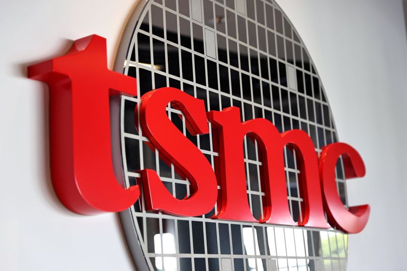 &copy; Reuters. Logo of Taiwan Semiconductor Manufacturing Co (TSMC), in Hsinchu
