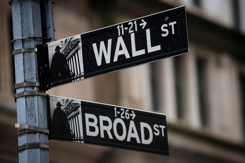 &copy; Reuters. The Wall St. and Broad St. signs are seen outside the NYSE in New York