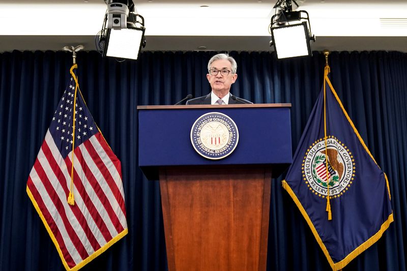 &copy; Reuters. FILE PHOTO: Federal Reserve Chair Jerome Powell holds news conference following the Federal Open Market Committee meeting in Washington