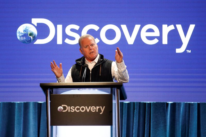 © Reuters. President and CEO of Discovery David Zaslav speaks during the Discovery portion of the Television Critics Association (TCA) Summer Press Tour in Beverly Hills