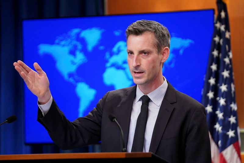 &copy; Reuters. FILE PHOTO: U.S. State Department Spokesman Ned Price holds news briefing at State Department in Washington
