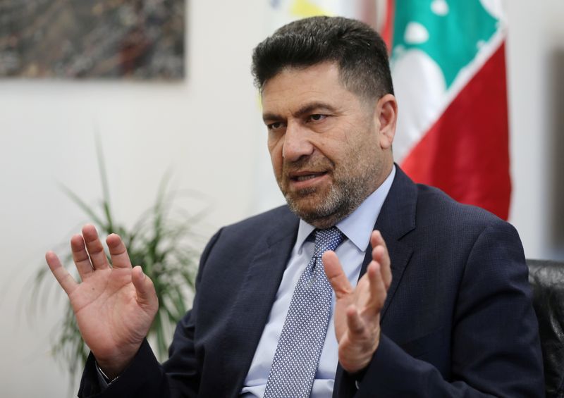 &copy; Reuters. FILE PHOTO: Lebanese Energy Minister Raymond Ghajar speaks during an interview with Reuters in Beirut