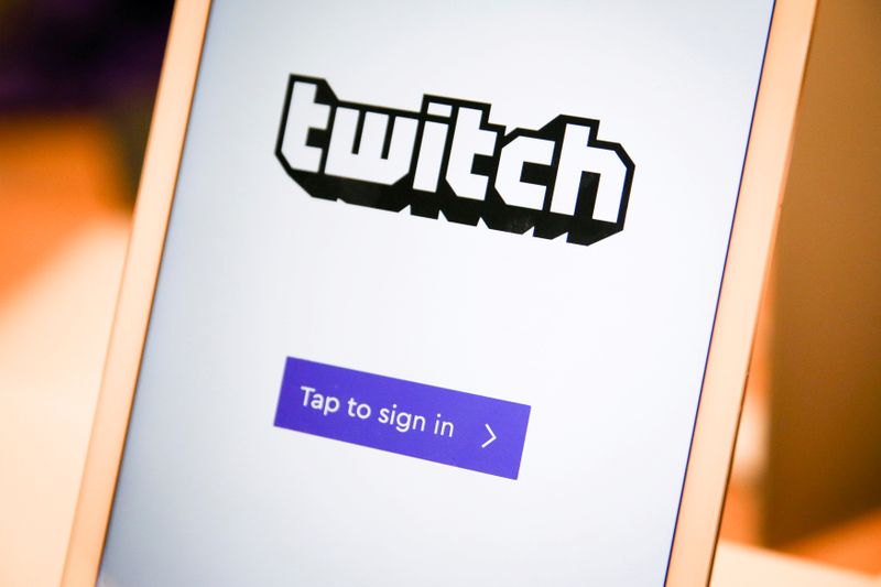 &copy; Reuters. FILE PHOTO: A twitch sign-in screen is seen at the offices of Twitch Interactive Inc, a social video platform and gaming community owned by Amazon, in San Francisco, California
