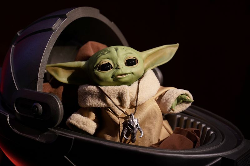 &copy; Reuters. FILE PHOTO: An animatronic Baby Yoda toy is pictured  during a &quot;Star Wars&quot; advance product showcase in the Manhattan borough of New York City
