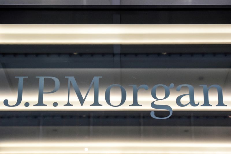&copy; Reuters. FILE PHOTO: A J.P. Morgan logo is seen in New York City, United States