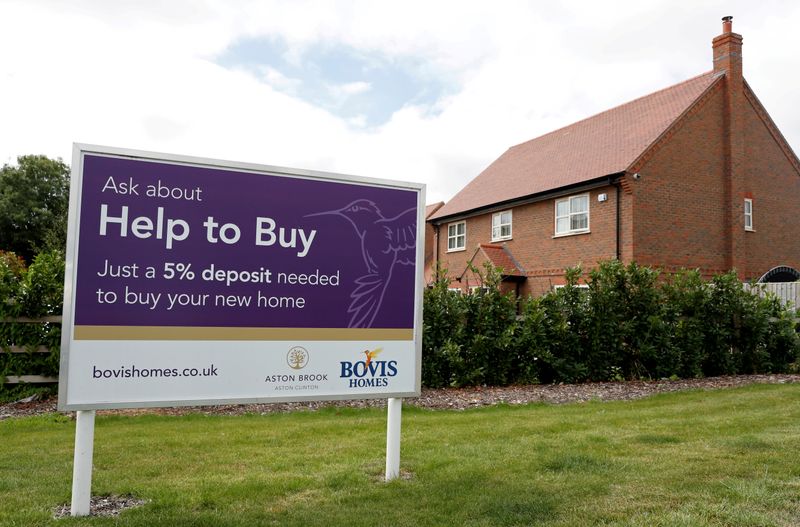 &copy; Reuters. FILE PHOTO: A &quot;help to buy&quot; sign is pictured next to new houses in Aylesbury