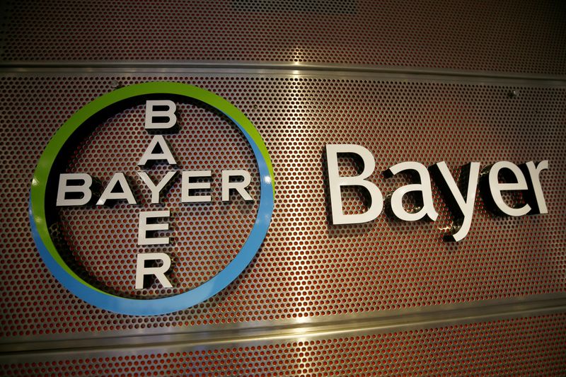 &copy; Reuters. Logo of Bayer AG is pictured at the annual results news conference of the German drugmaker in Leverkusen