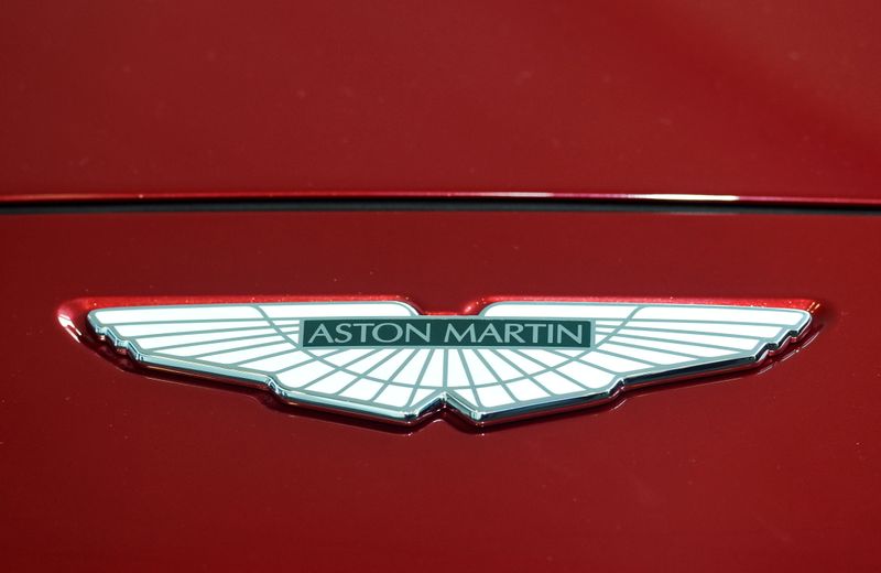 &copy; Reuters. FILE PHOTO: A logo on the new Aston Martin DBX at the new Aston Martin Lagonda factory in Barry