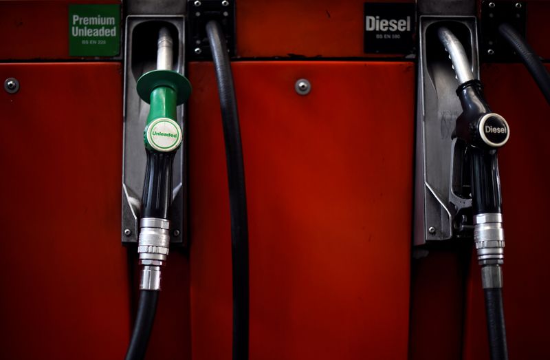 &copy; Reuters. Fuel pumps are seen at a Texaco petrol station in London