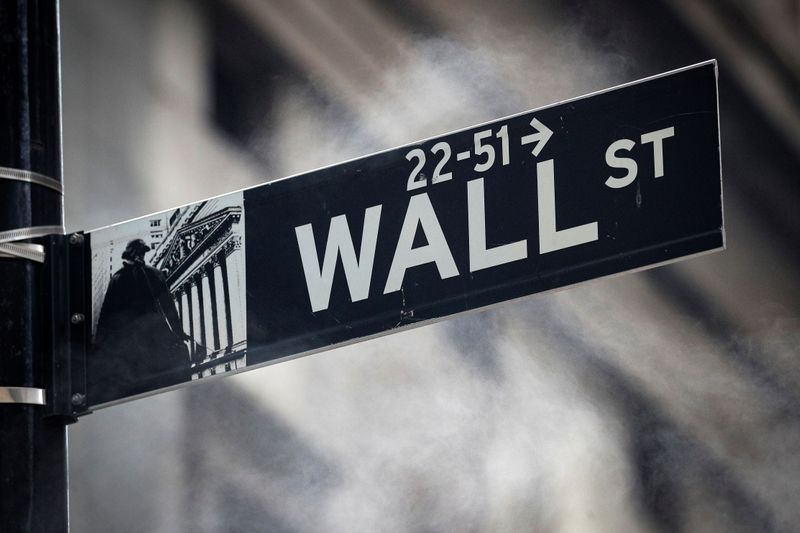 © Reuters. The Wall St. sign is seen outside the NYSE in New York