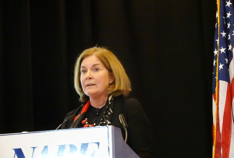 &copy; Reuters. Kansas City Federal Reserve Bank President Esther George addresses the National Association for Business Economics in Denver