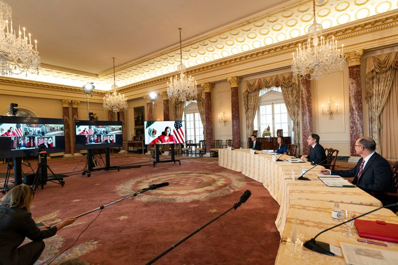 &copy; Reuters. Secretary of State Antony Blinken virtual meeting with Mexican Secretary of Economy Tatiana Clouthier