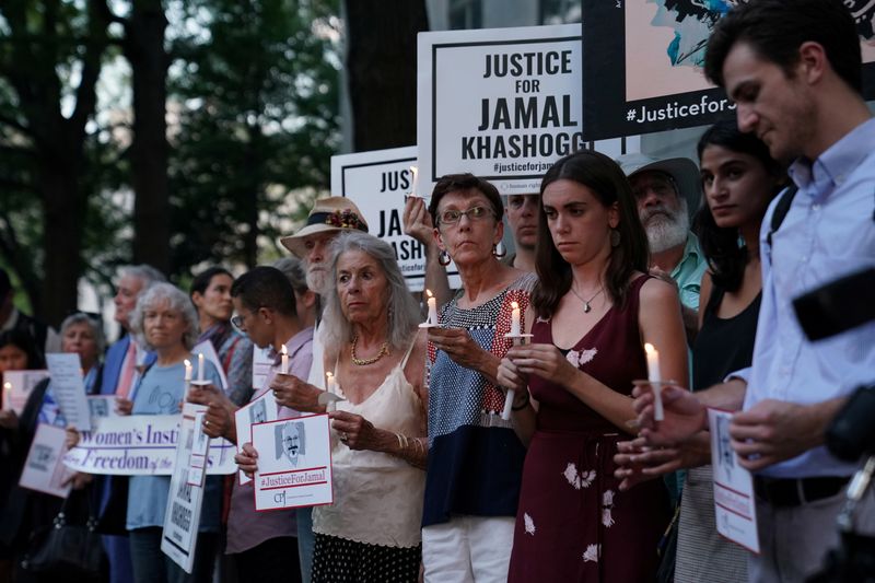 &copy; Reuters. Protestos contra o assassinato de Jamal Khashoggi