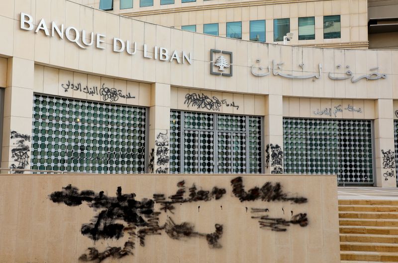 &copy; Reuters. FILE PHOTO: A view shows Lebanon&apos;s Central Bank building in Beirut