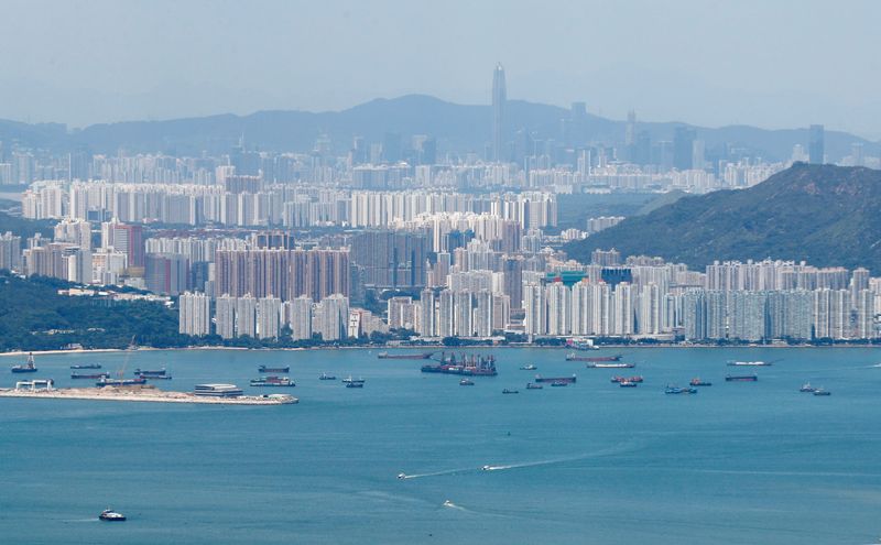 &copy; Reuters. A general view of the skyline of Hong Kong island from Lantau Island