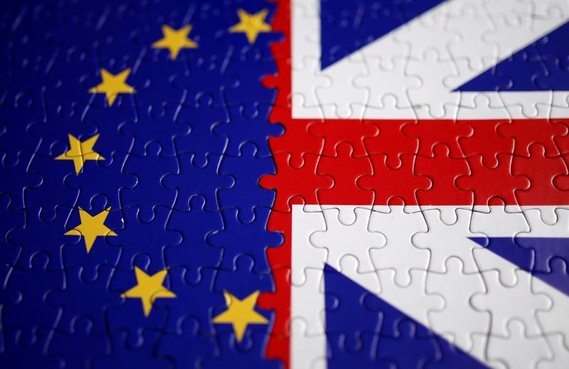 &copy; Reuters. Puzzle with printed EU and UK flags