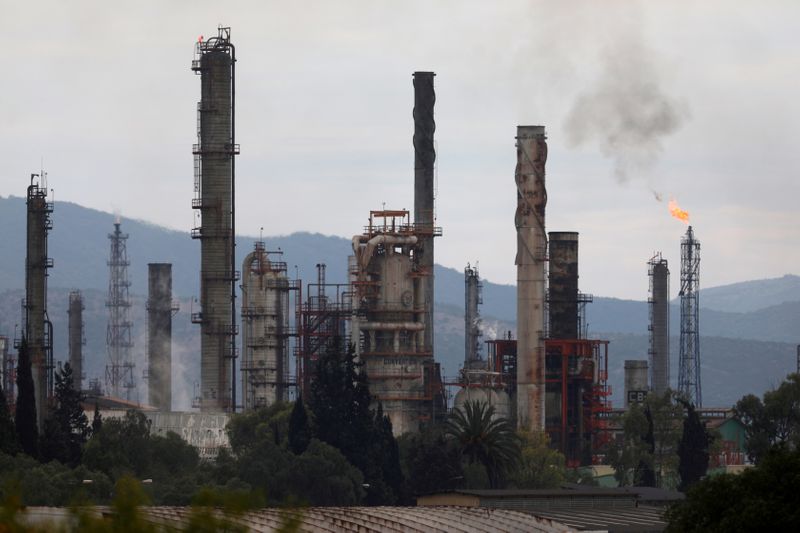 © Reuters. FILE PHOTO: Excess natural gas is burnt, or flared, from Mexican state-owned Pemex's Tula oil refinery, located adjacent to the Tula power plant belonging to national power company Comision Federal de Electricidad, or CFE, in Tula de Allende